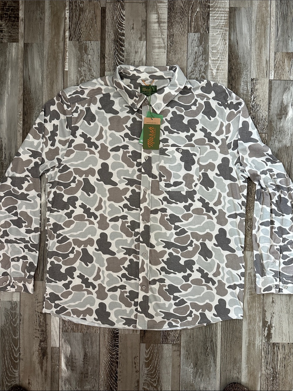 Marsh Wear Men's Tan/Green Lobeco Camo Long-Sleeve Shirt! NWT!